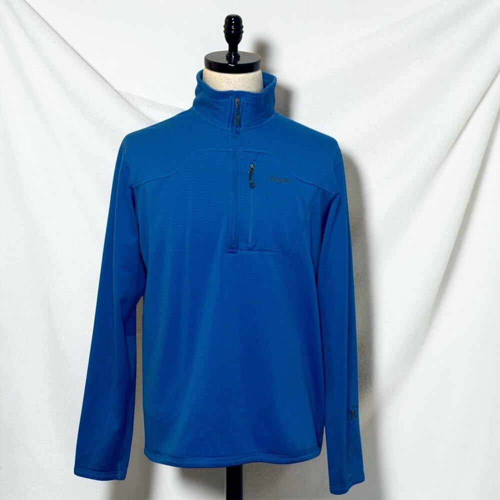 Patagonia R1 Fleece Pullover Mens XL Blue Polartec Power Dry 1/4 Zip Grid Jacket